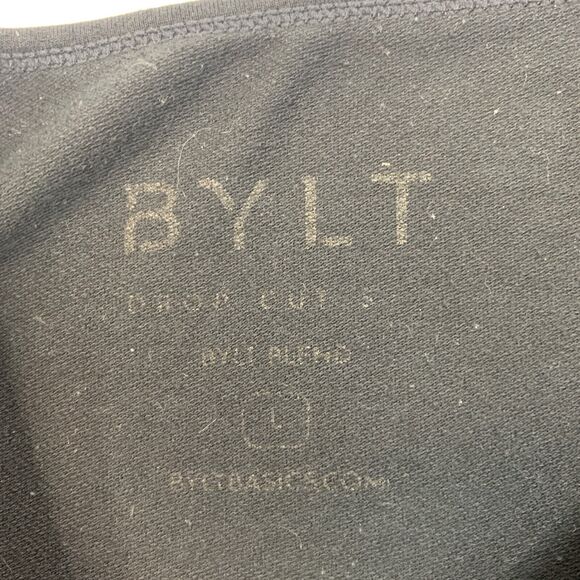 BYLT Shirt Men L Large Black Drop Cut Short Sleeve Crew Neck Muscle Athletic Fit - Picture 5 of 12